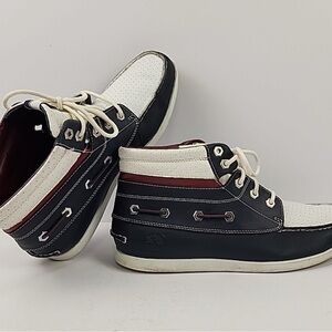 Timberland White and high cut  red white and Blue Boat Shoes